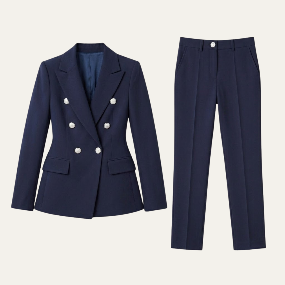 Tailored Blazer & Straight Leg Pant Suit Set