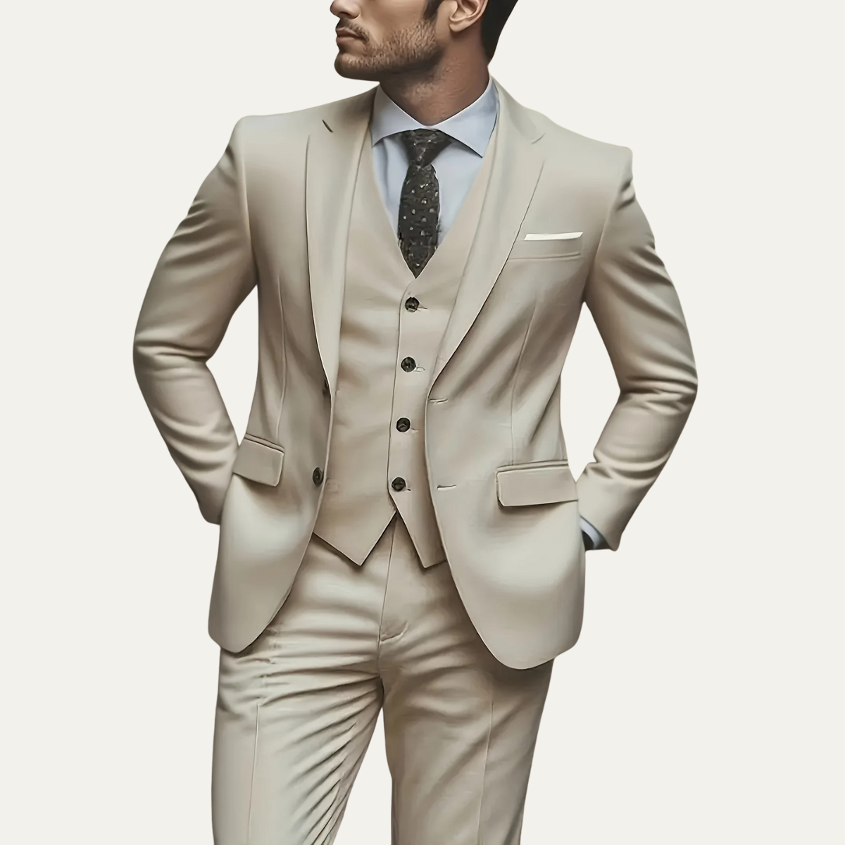 The Barbaresco Men’s Elegant 3 Piece Suit Set – Blazer Vest and Pants Formal Suit