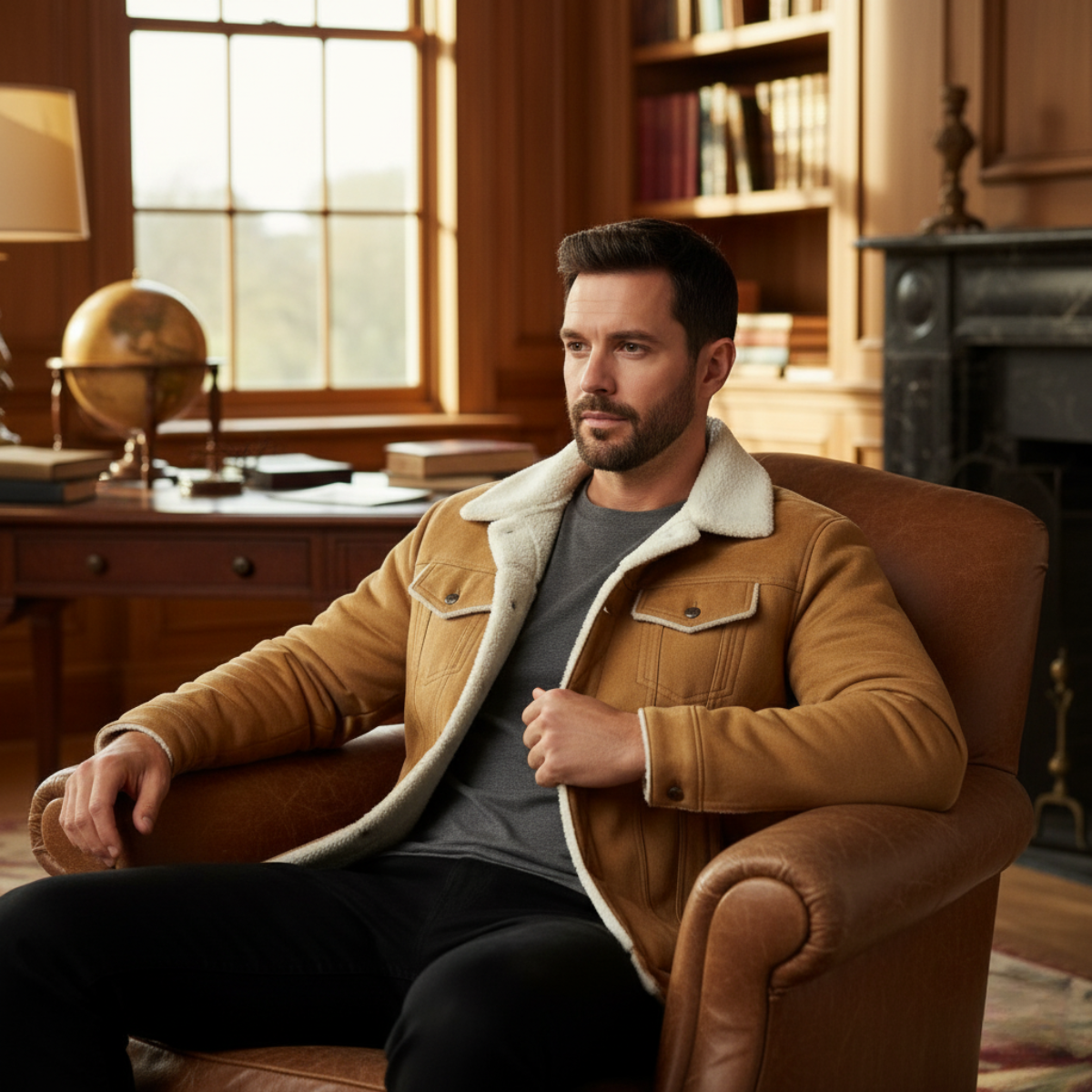 Men's Sherpa Lined Suede Jacket