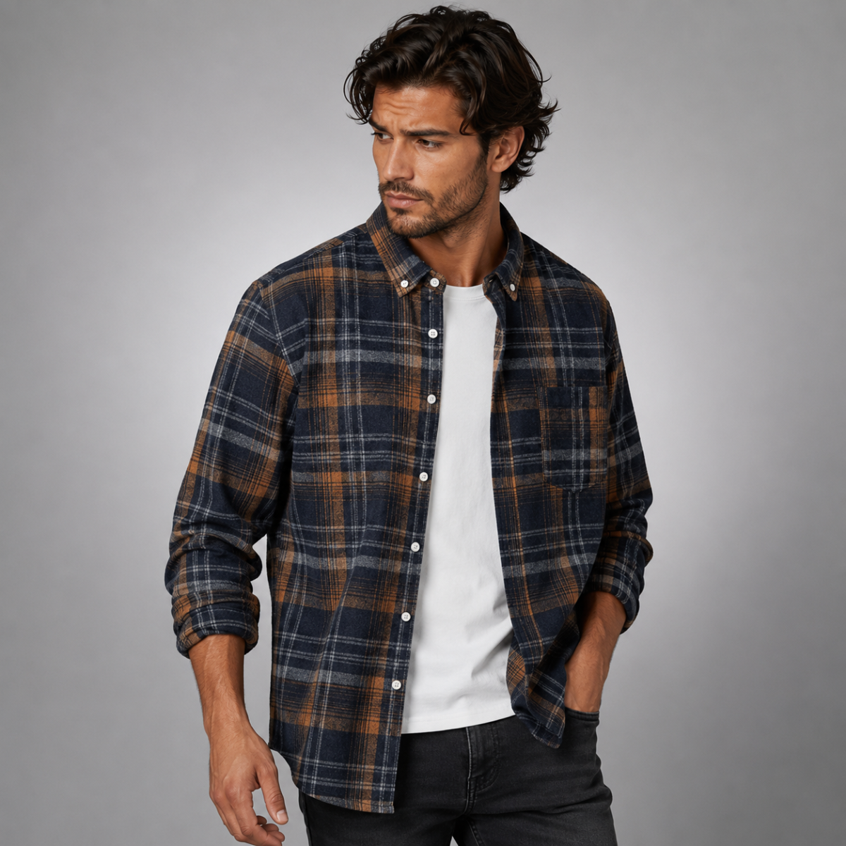 The Carpi Men’s Plaid Casual Flannel Shirt