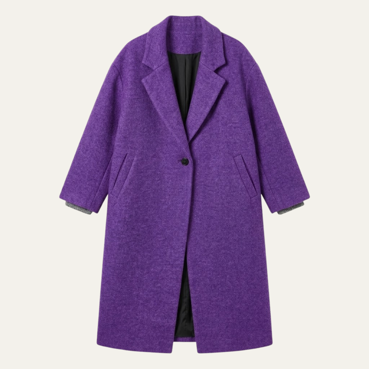 Women's Oversized Wool Blend Coat – Long Single Breasted Winter Overcoat