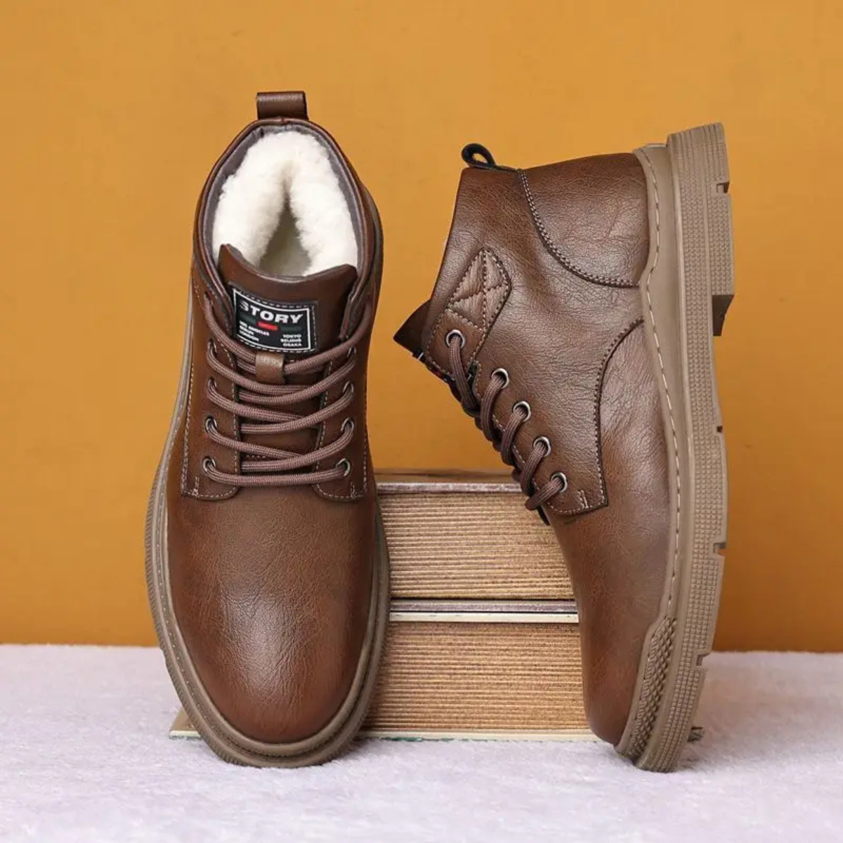 The Silverfield Men’s Classic Lace Up Leather Ankle Snow Boots