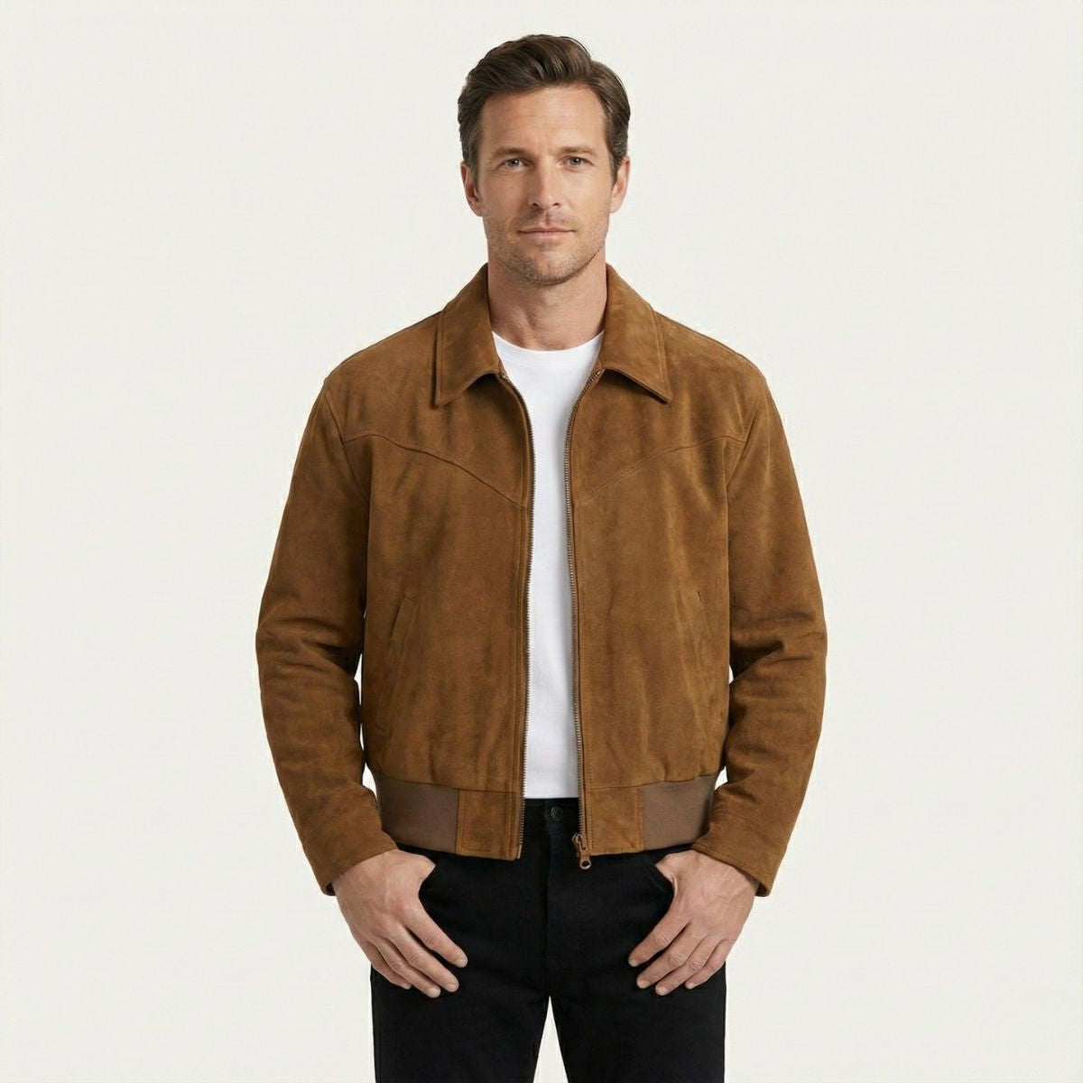 The Madrid Suede Leather Jacket – Men’s Classic Bomber Style
