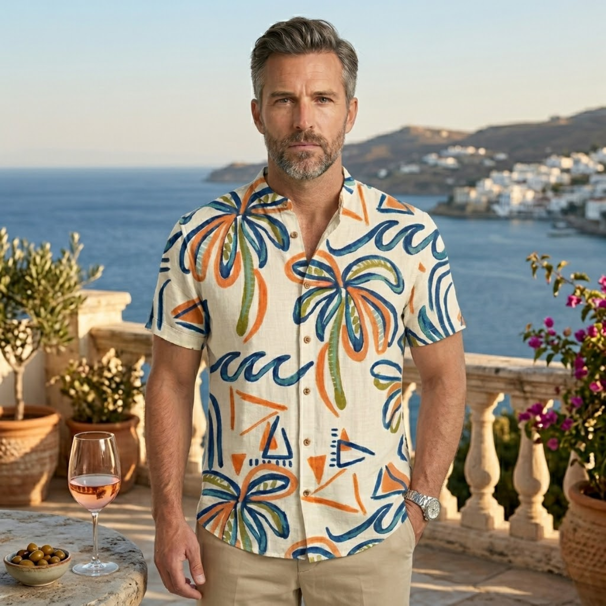 The Crestmoor Men’s HawaiianTropical Button Up Soft Shirt