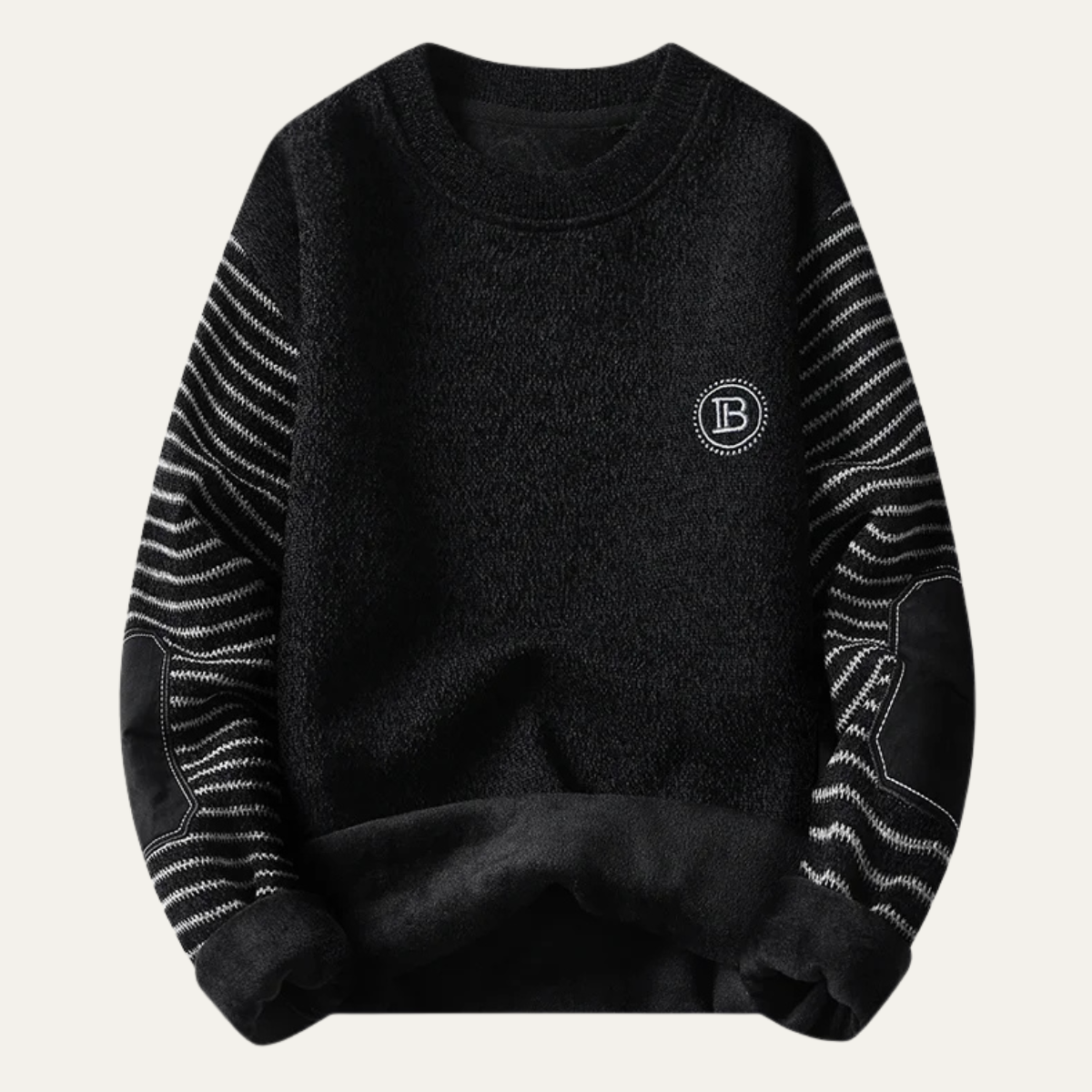 The Whitlock  Men’s Winter Fleece Sweater with Striped Sleeves