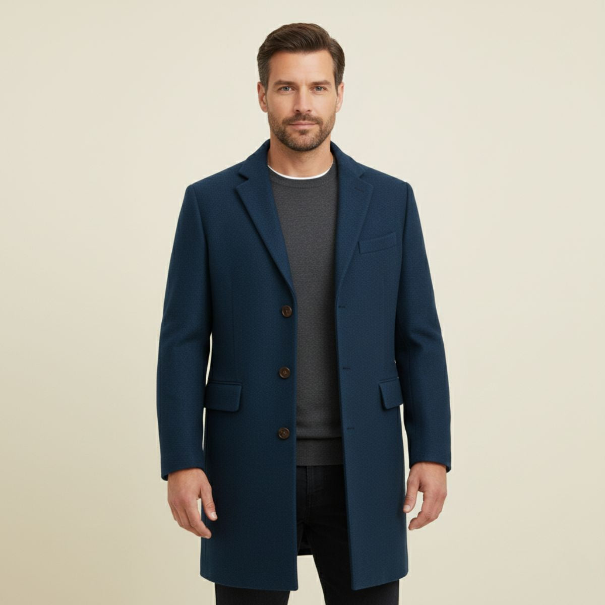 The Brianza Men’s Smart Single Breasted Wool Blend Overcoat