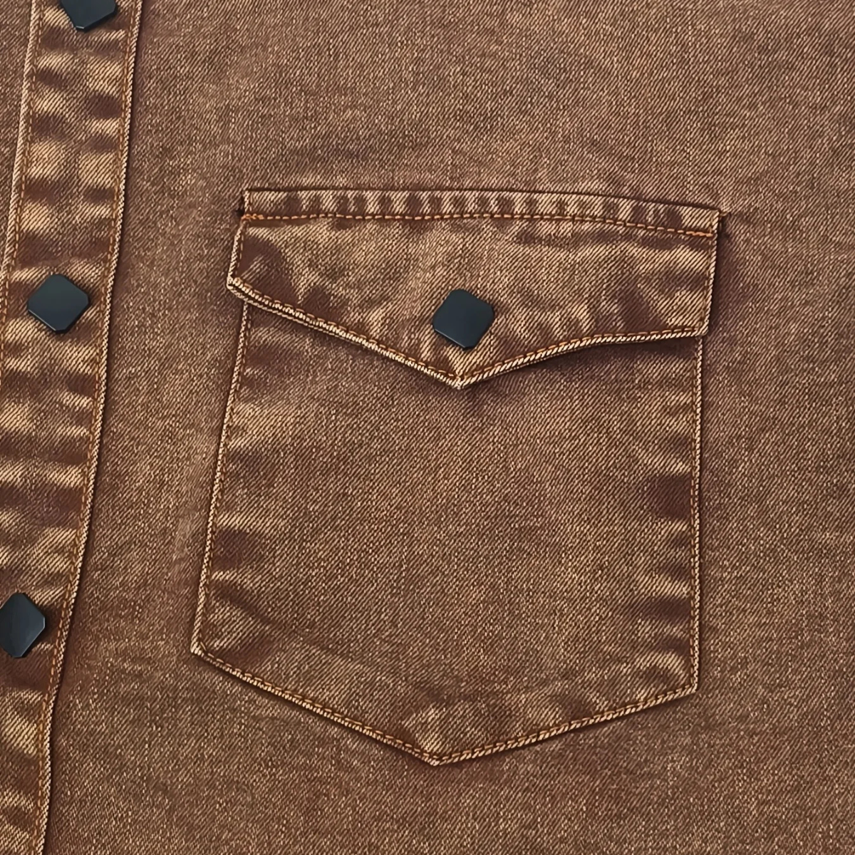 The Foxhaven Men’s Brown Vintage Washed Denim Shirt
