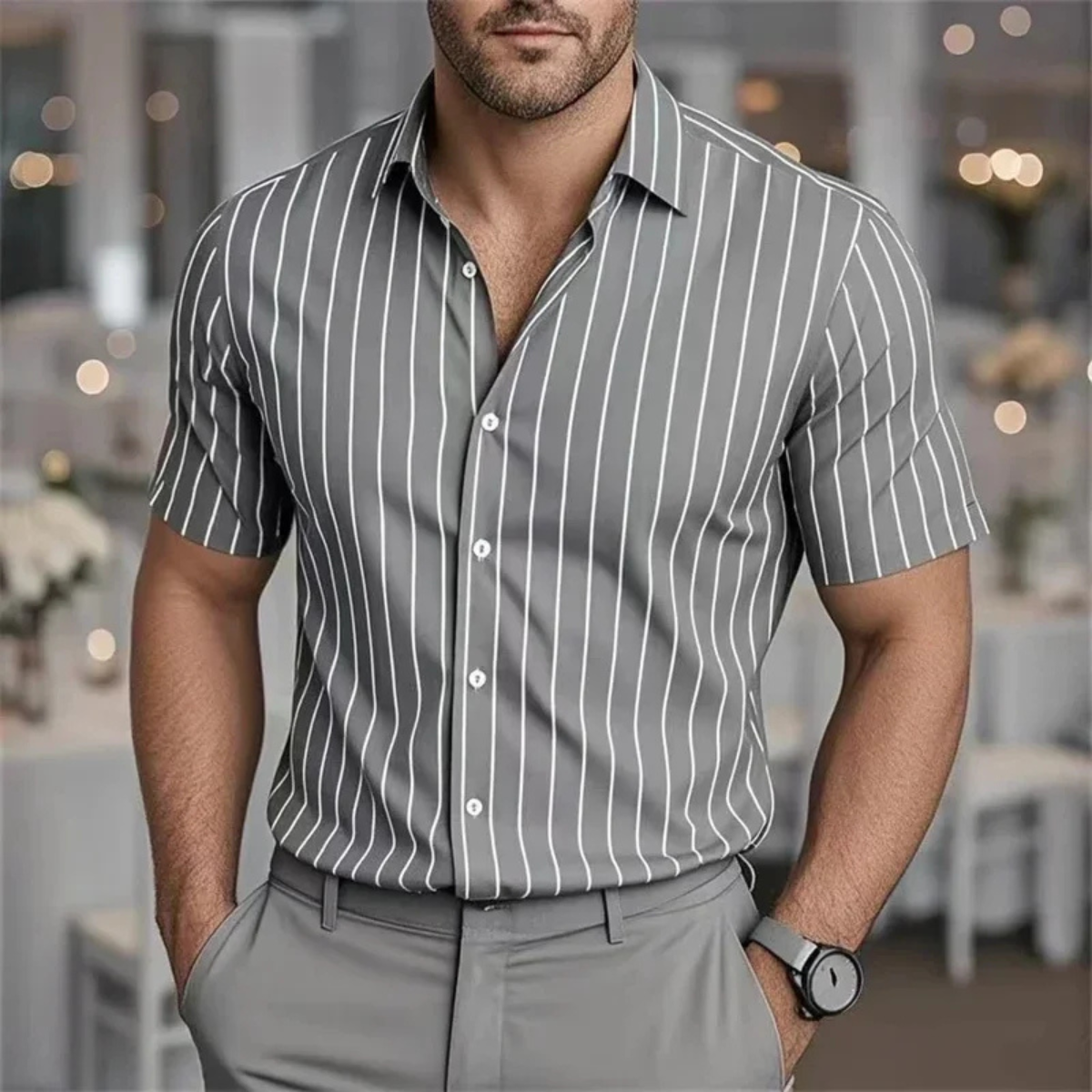 The Franciacorta Men’s Striped Casual Breathable Summer Shirt