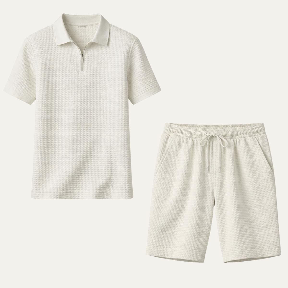 The Willowmont Men’s Summer Waffle Knit Set – Polo &amp; Shorts