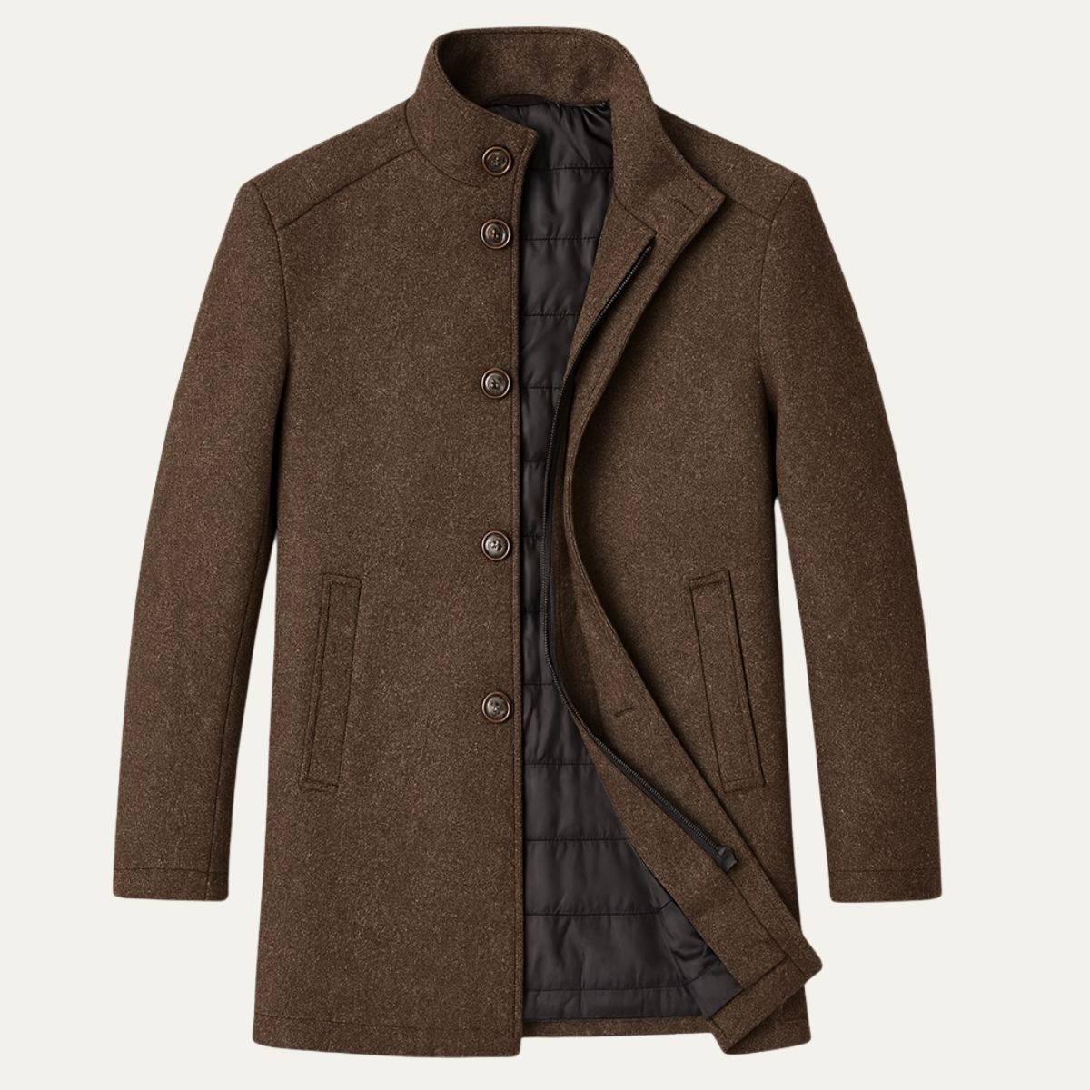 Men's Wool Overcoat Button Up