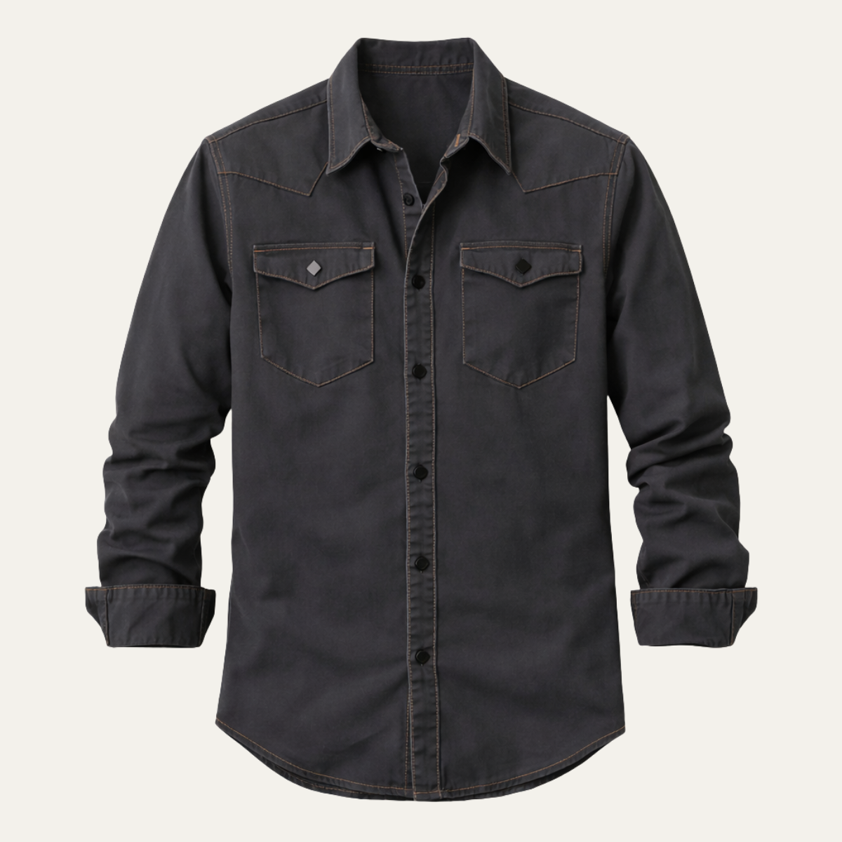 The Glenwood Court Men’s Vintage Dark Grey Denim Shirt