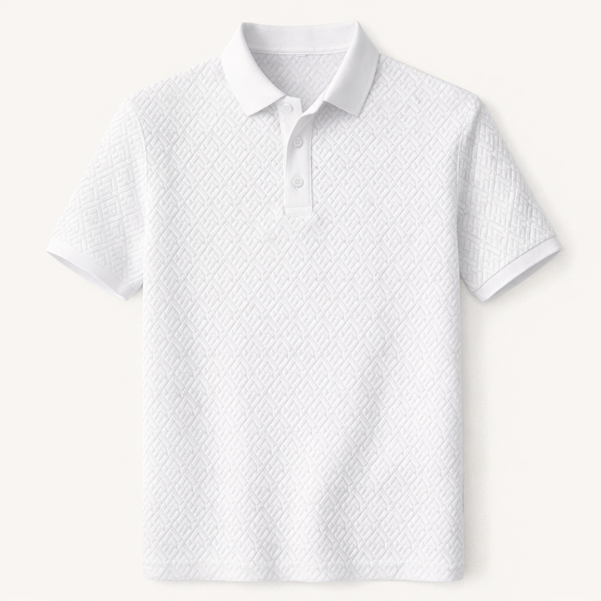 The Willowcrest Hill Men’s White Textured Elegant Polo Shirt