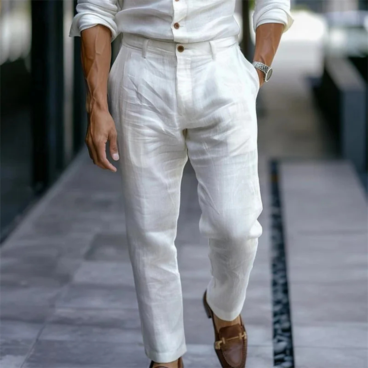 The Silverwood Men’s Casual Linen Dress Pants – Slim Fit