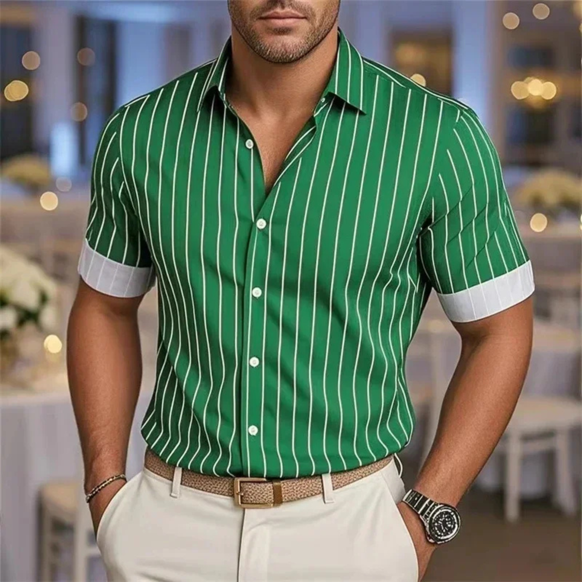 The Franciacorta Men’s Striped Casual Breathable Summer Shirt