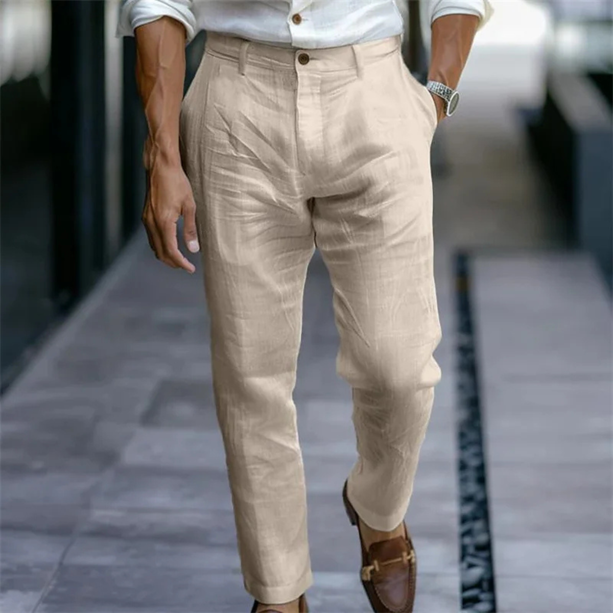 The Silverwood Men’s Casual Linen Dress Pants – Slim Fit