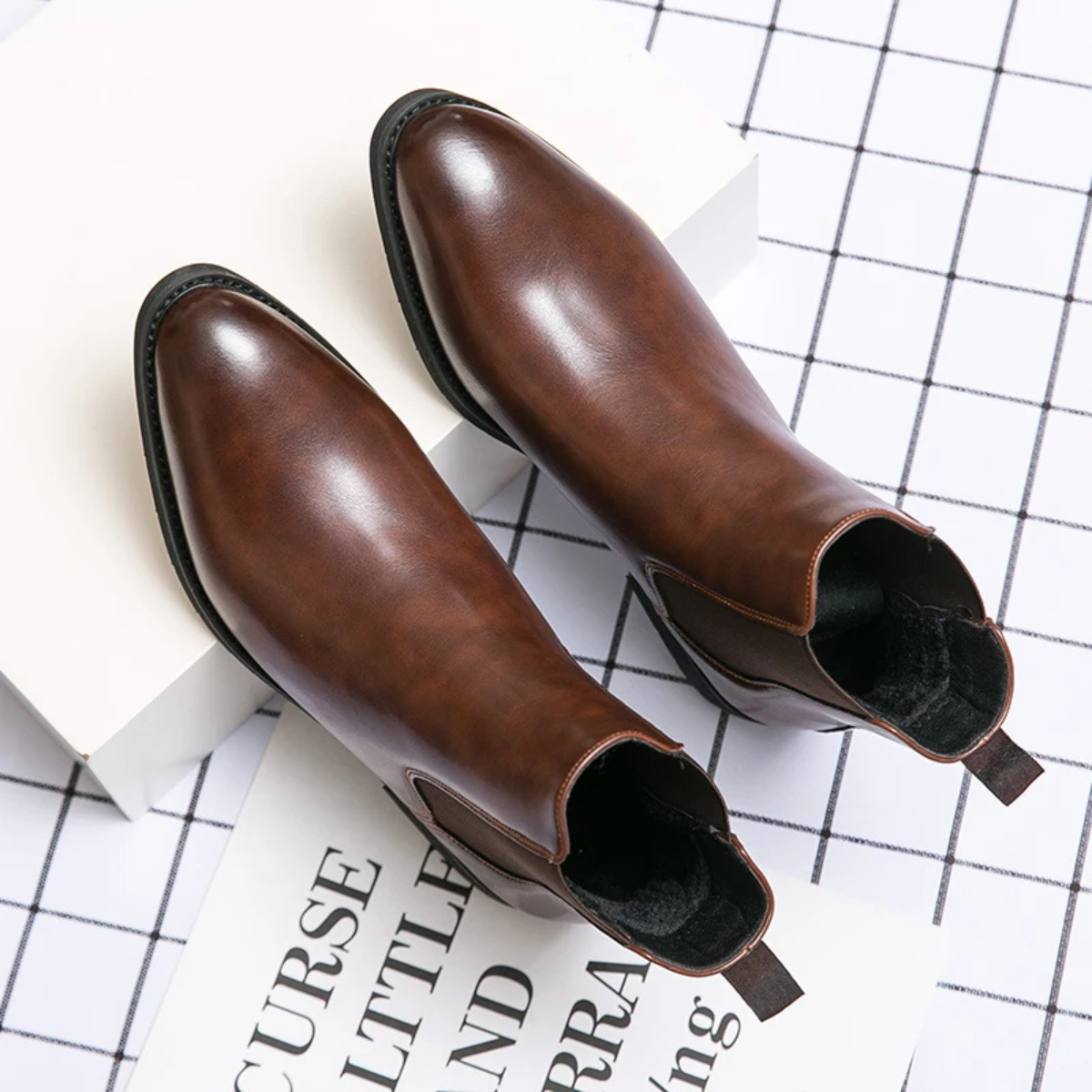 The Manduria Men’s Elegant Polished Classic Leather Ankle Dress Boots