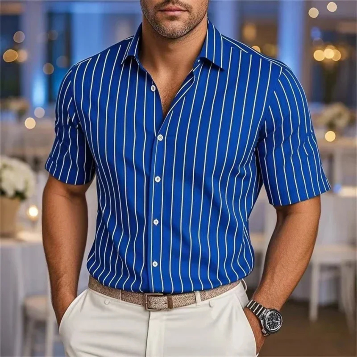 The Franciacorta Men’s Striped Casual Breathable Summer Shirt