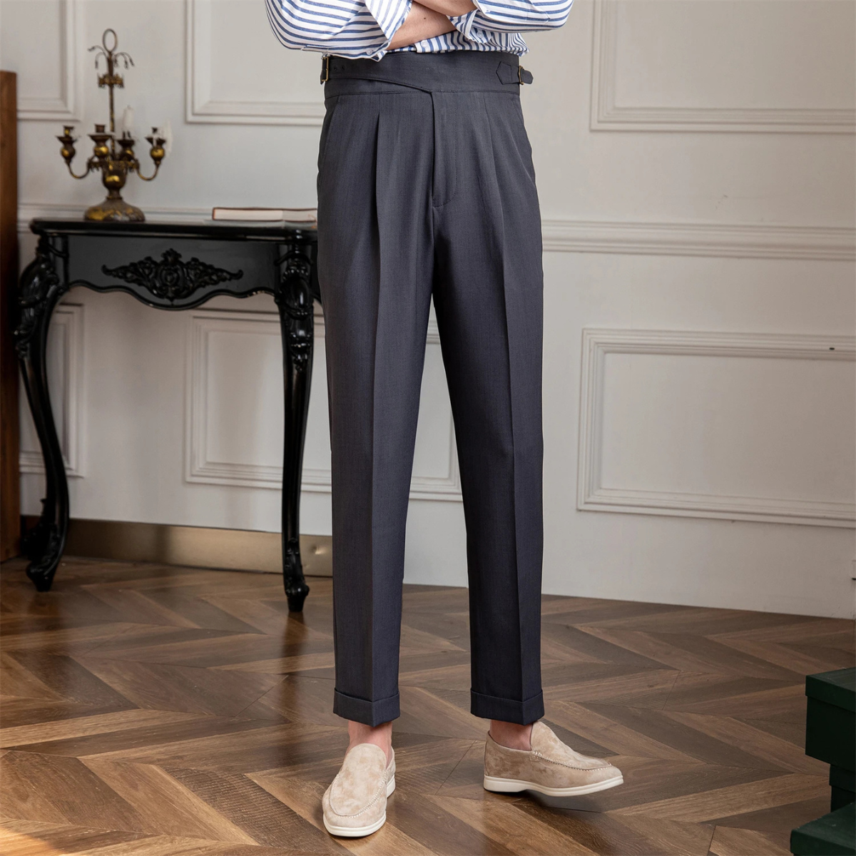 The Westbury Men’s High Waist Dress Pants – Slim Fit Straight Pants