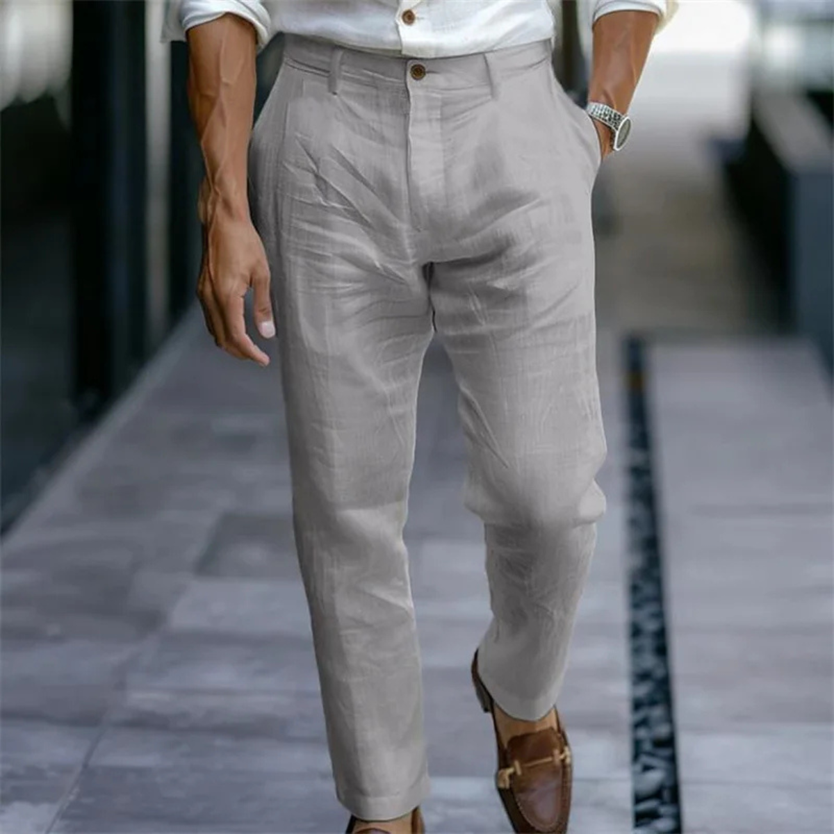 The Silverwood Men’s Casual Linen Dress Pants – Slim Fit
