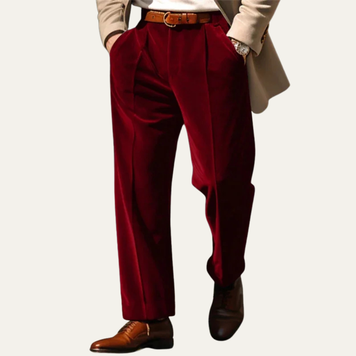 The Garda Porto Men’s Solid Color Velvet Straight Fit Pants