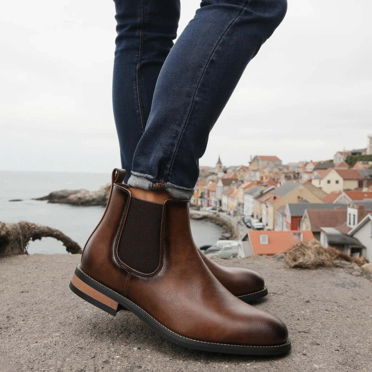 The Sicily Men’s Smart Casual Slip On Leather Chelsea Boots