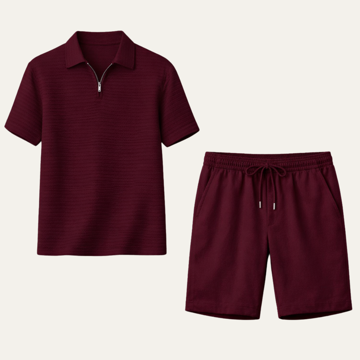 The Blackridge Men’s Trendy Waffle Knit Set – Polo &amp; Shorts