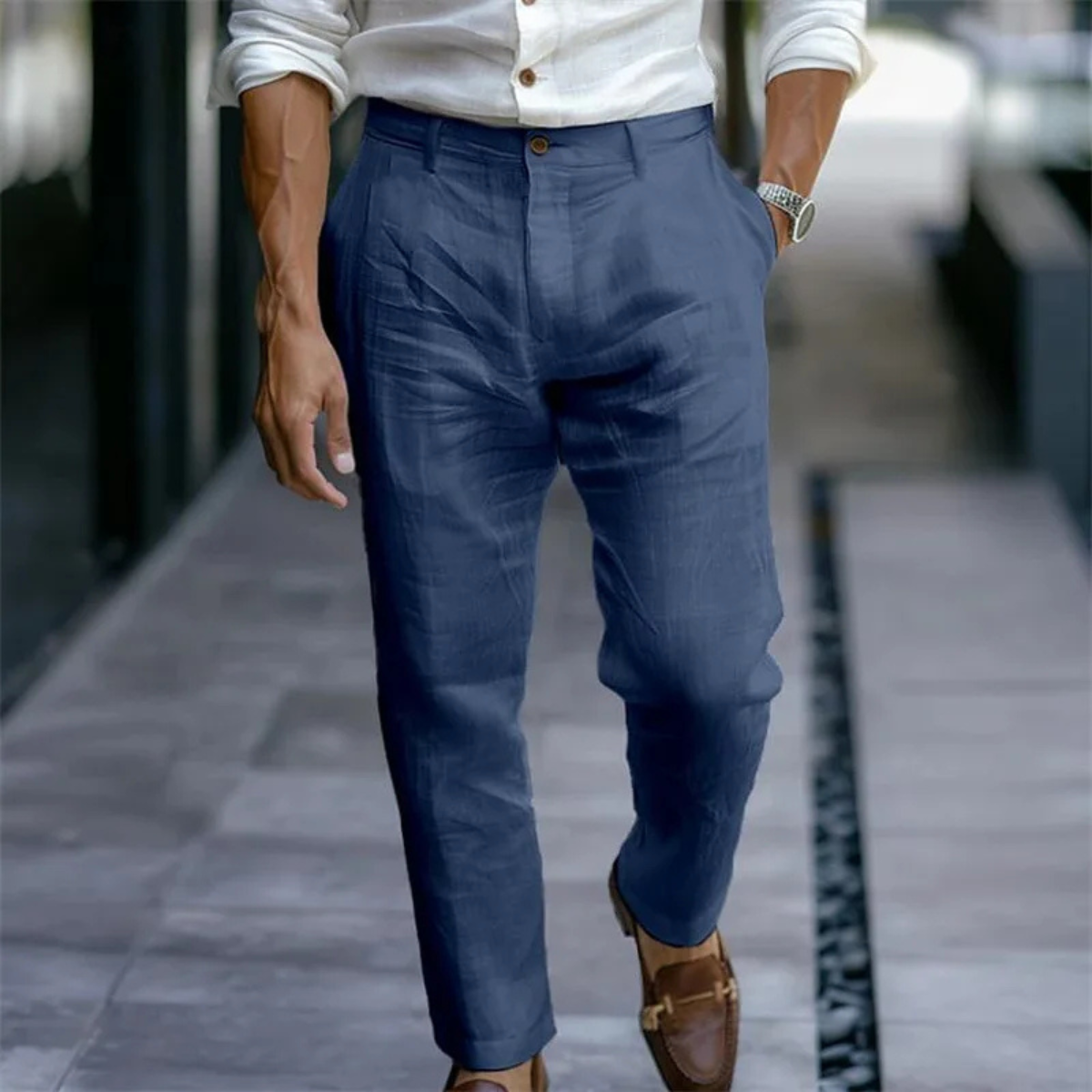 The Silverwood Men’s Casual Linen Dress Pants – Slim Fit