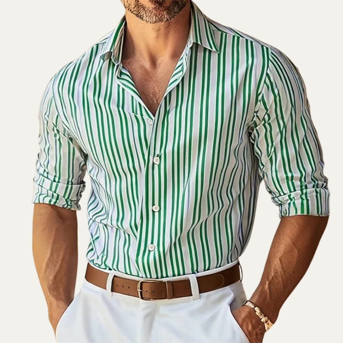 The Lecco Men’s Slim Fit Striped Business Dress Shirt