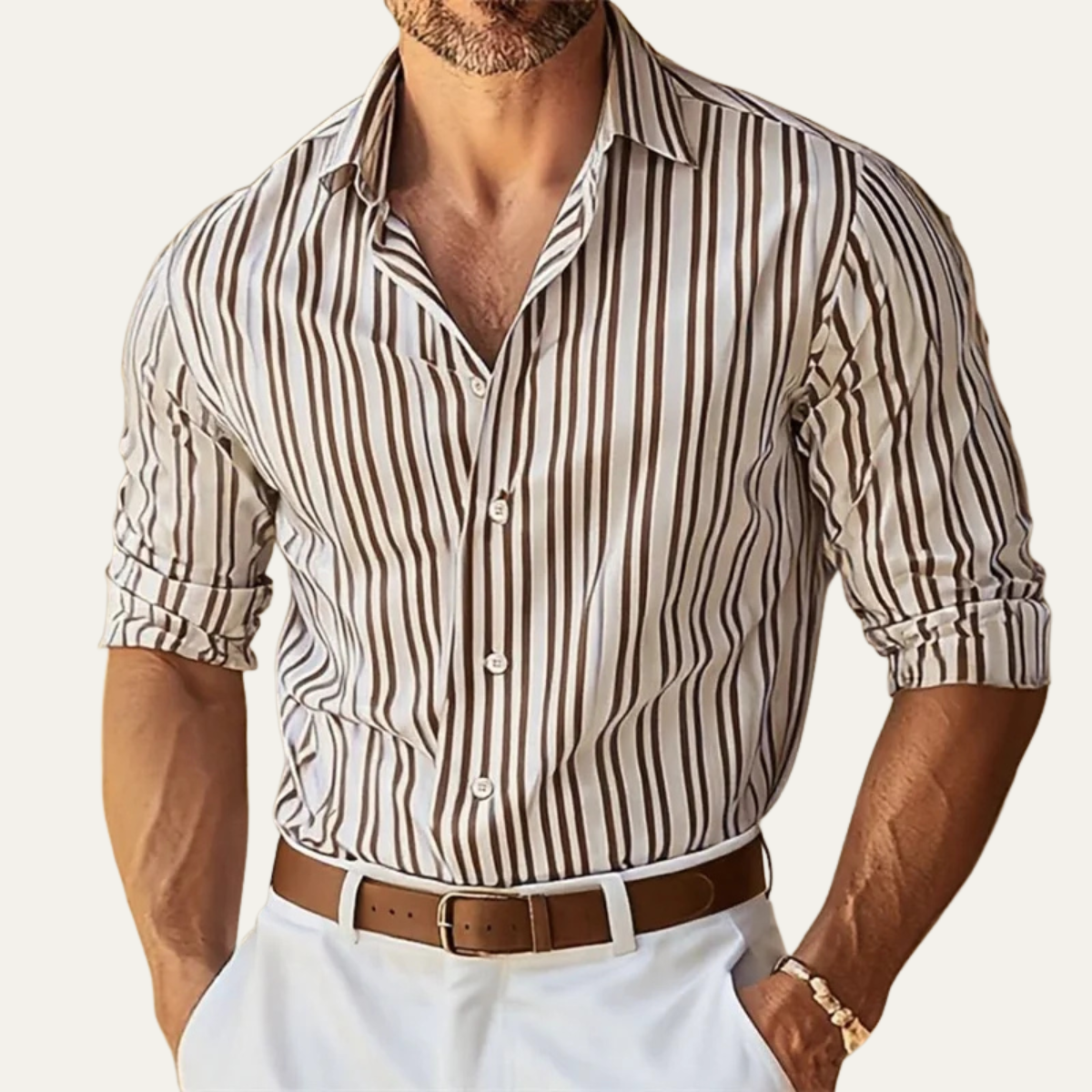 The Lecco Men’s Slim Fit Striped Business Dress Shirt