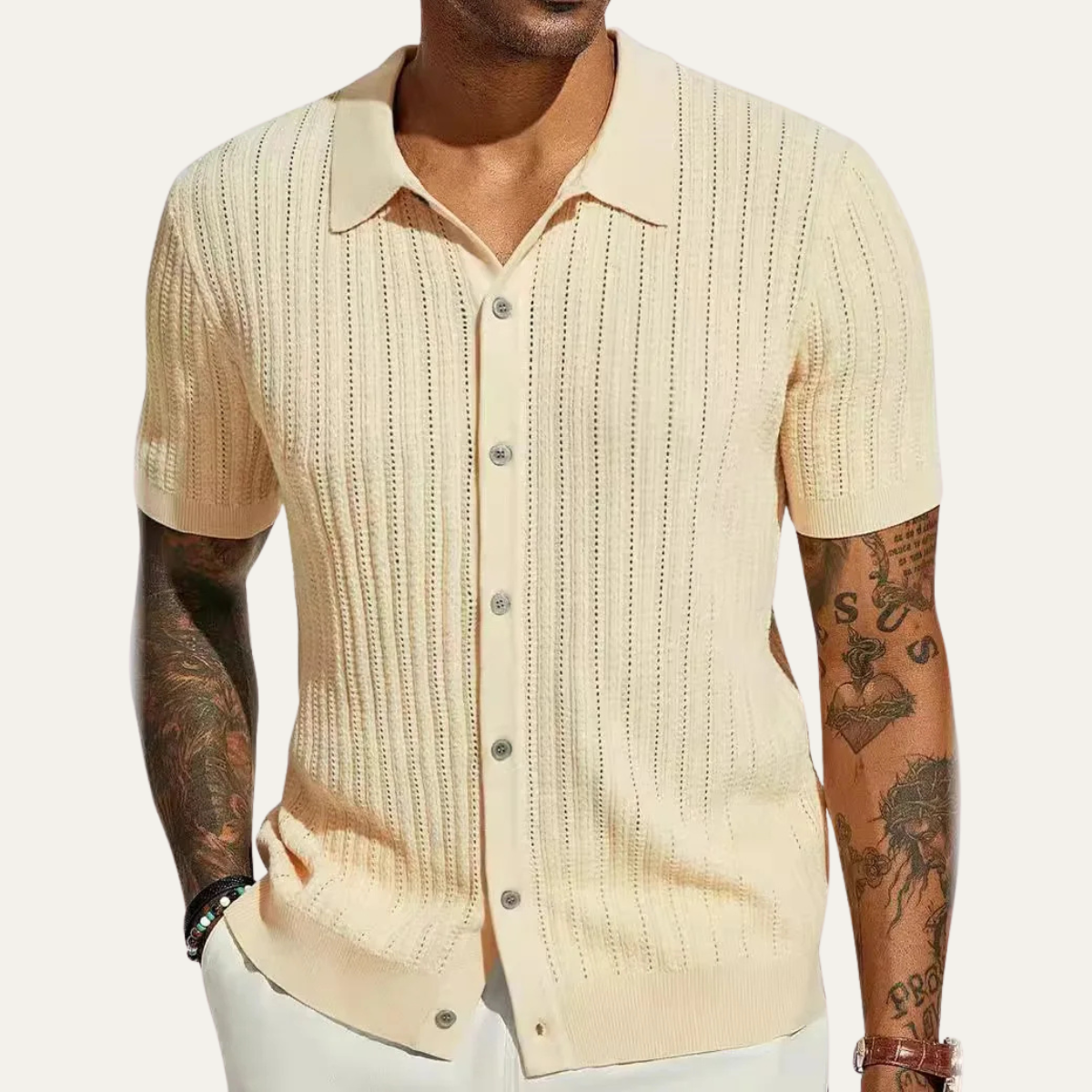 The Trapani Men’s Casual Knit Button Down Polo Shirt