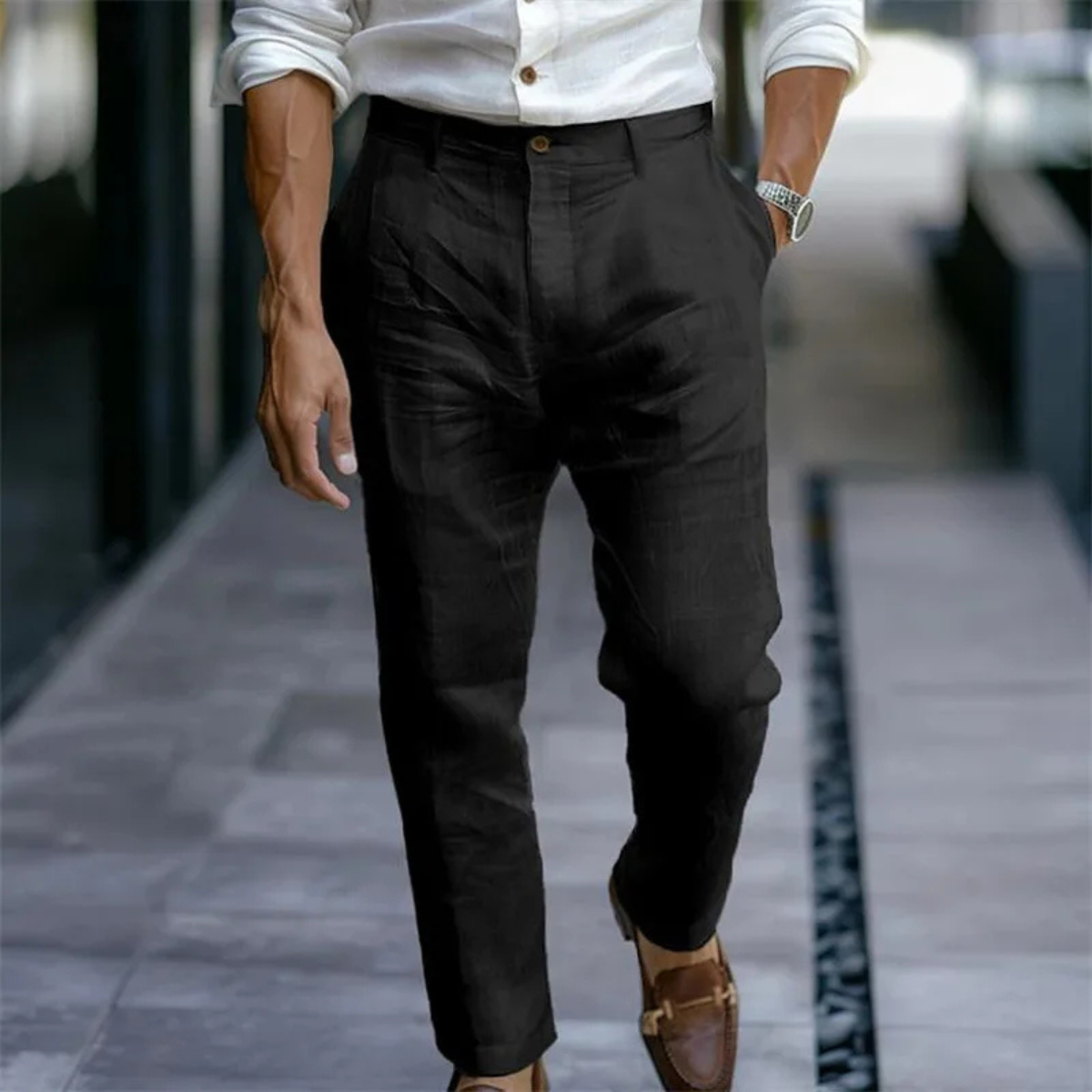 The Silverwood Men’s Casual Linen Dress Pants – Slim Fit