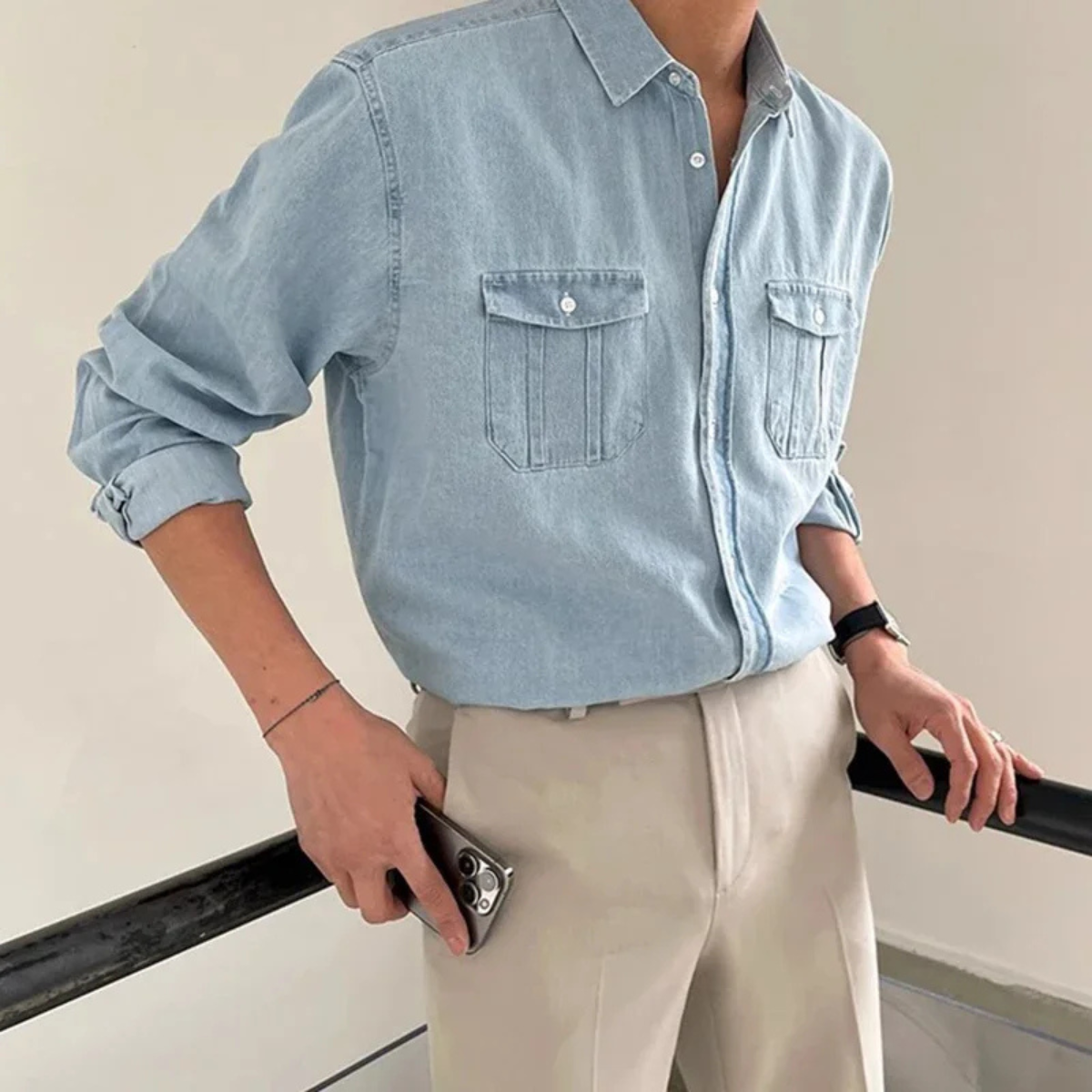 The Brindisi Men’s Button Down Classic Denim Shirt