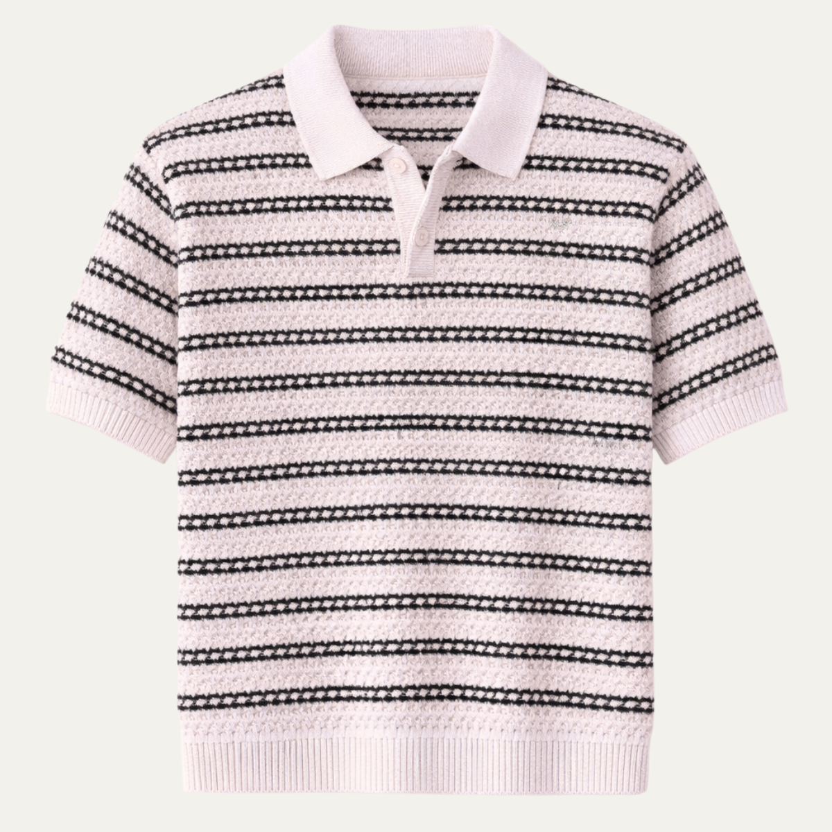 The Brunello Men’s Turn Down Collar Striped Knit Polo Shirt