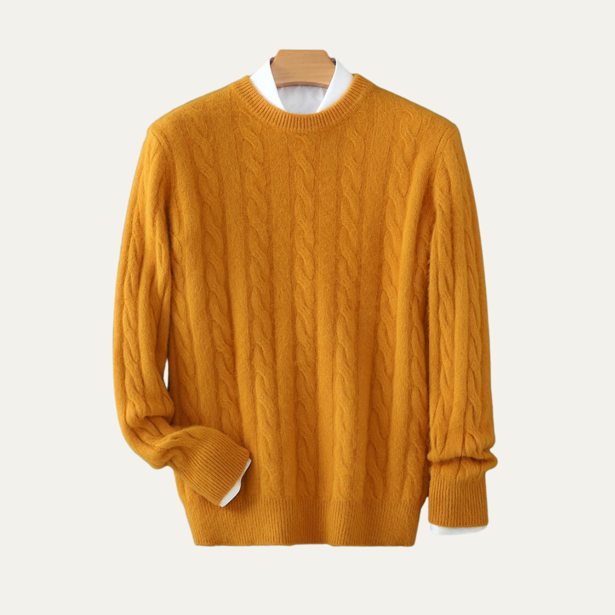 The Bari Men’s Cable Knit Crewneck Sweater