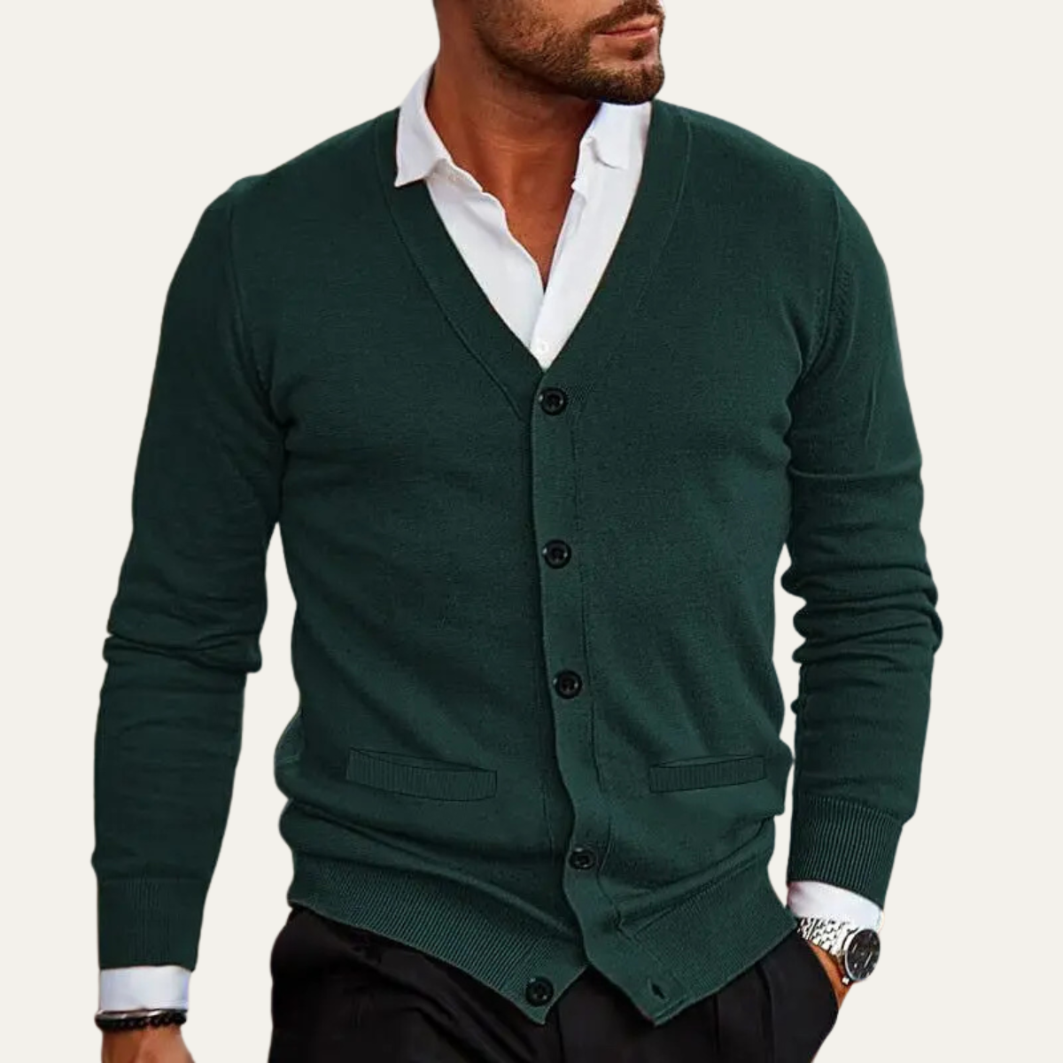 Men’s V Neck Slim Fit Knit Cardigan