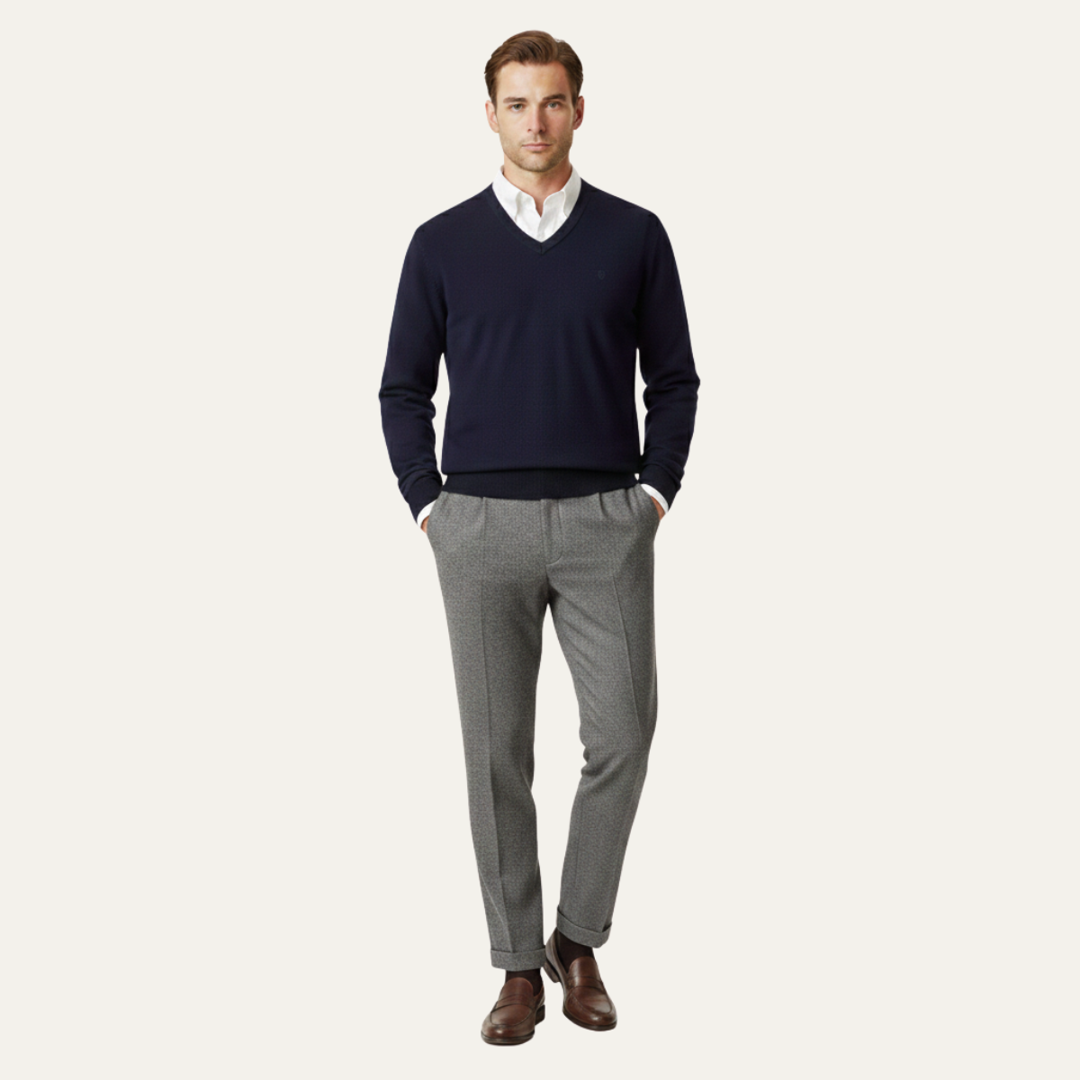 The Hawkington Men’s Vintage Wool Herringbone Straight Leg Pants