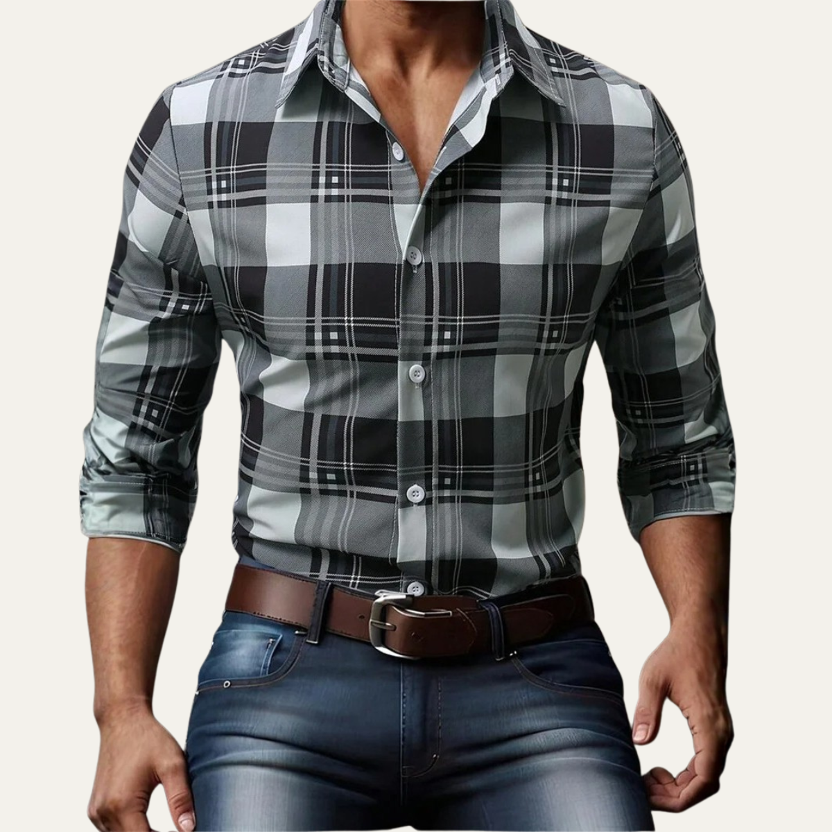The Livorno Men’s Western Style Shirt Cowboy Print Trendy Shirt
