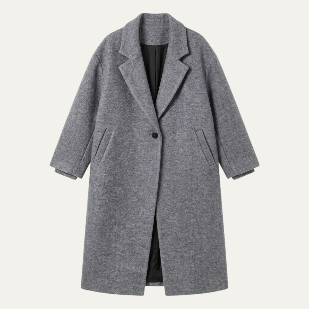 Women's Oversized Wool Blend Coat – Long Single Breasted Winter Overcoat