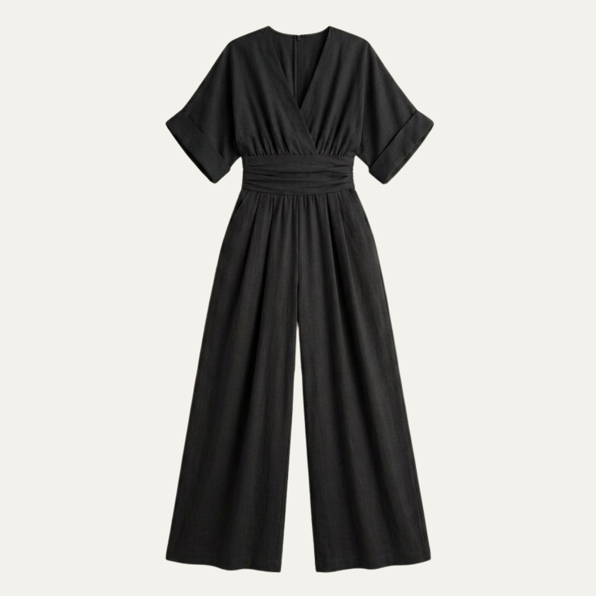 Elegant V Neck Wide Leg Jumpsuit