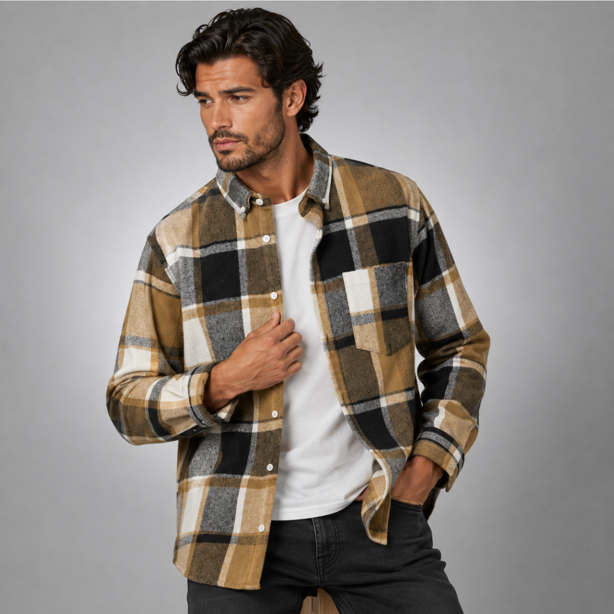 The Carpi Men’s Plaid Casual Flannel Shirt