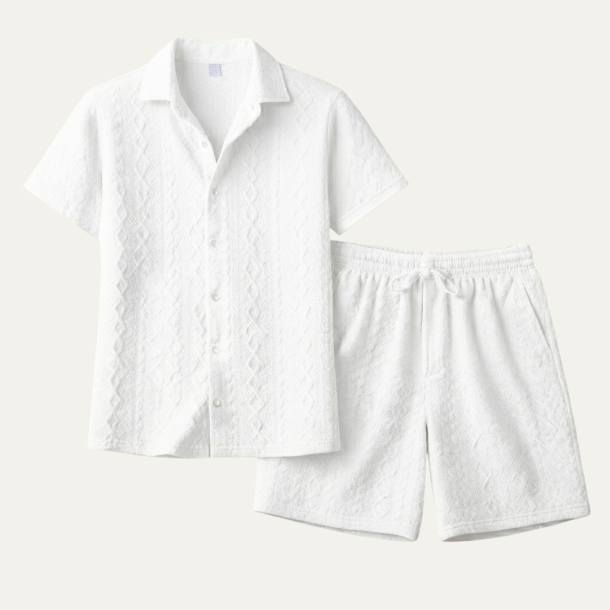 The Meadowridge Men’s Textured Summer Co Ord Set Shirt & Shorts