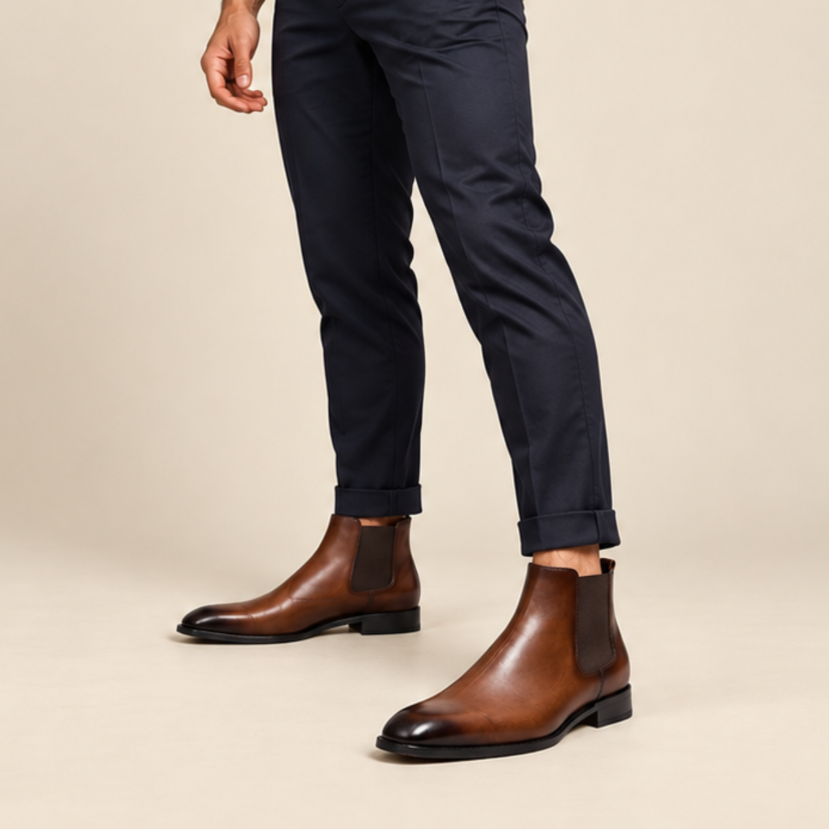 The Hawthorne  Sleek Slip On Ankle Leather Dress Boots
