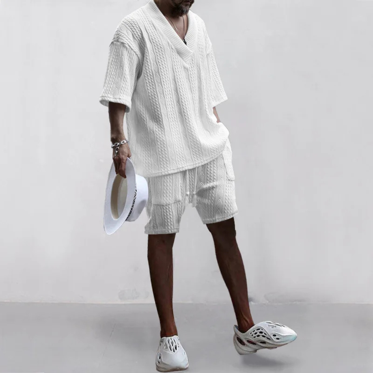 The Glenhurst Ridge Men’s Breathable Summer Knitted Set – Polo Shirt & Short