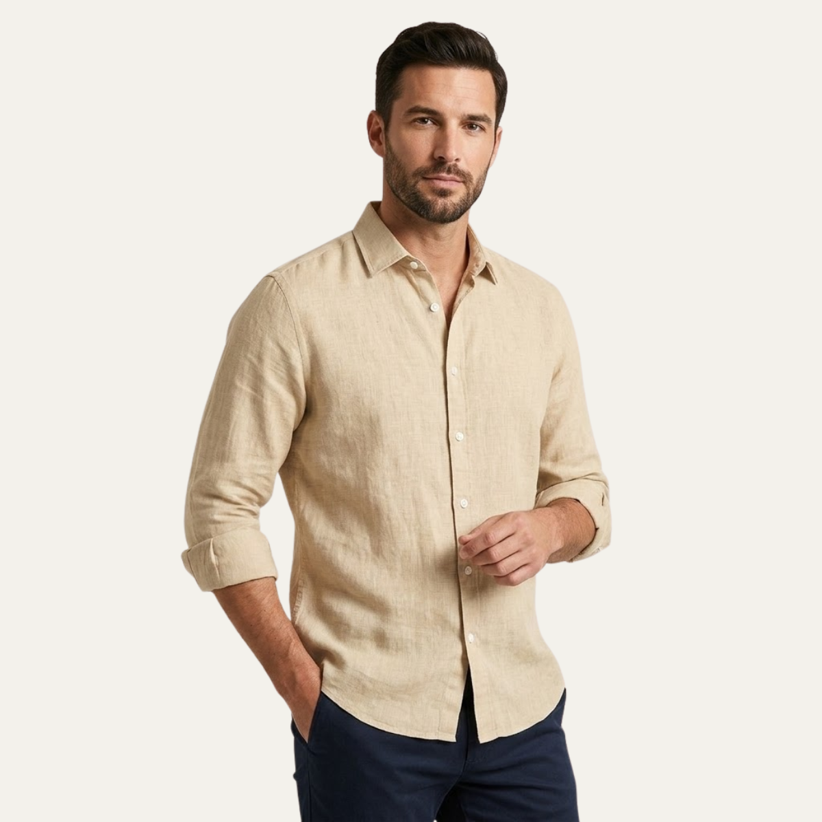 The Silverwood Hill Men's Lightweight Linen Summer Casual Button Up Shirt