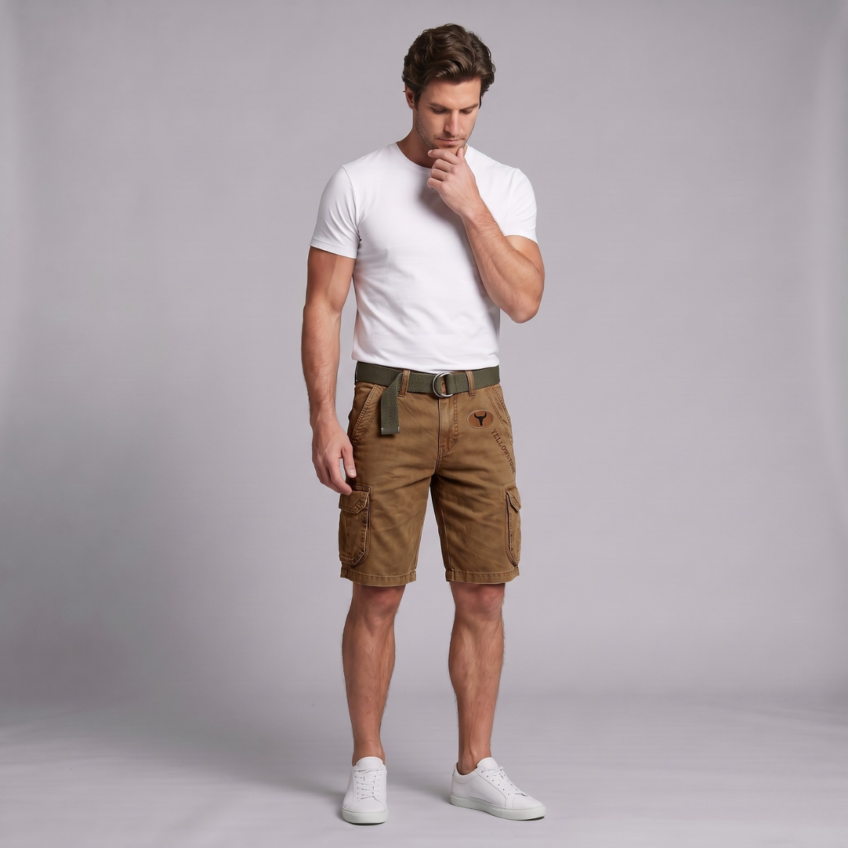 The Harrington Men’s Multi Pocket Tactical Cargo Shorts with Belt