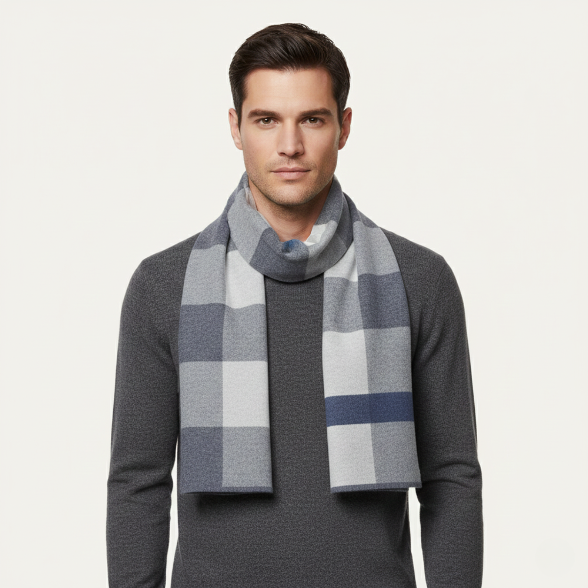 The Highgate Men's Classic Knit Plaid Scarf