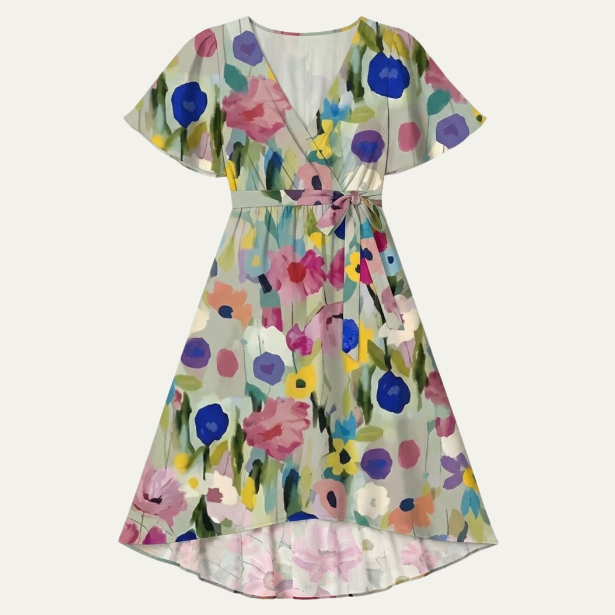 Floral V Neck Midi Dress