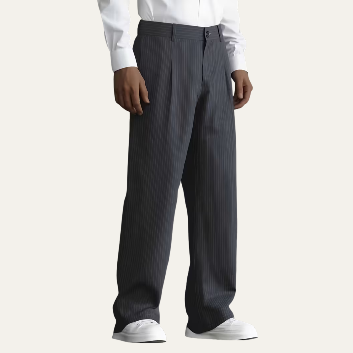 The Glenelg Men’s Wide Leg Tailored Pinstripe Dress Pants with Adjustable Waist