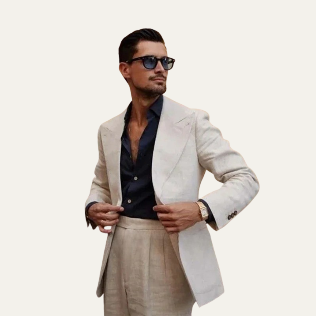 The Rossano Men’s Beige Linen Suit – Slim Fit Jacket & Pants Set