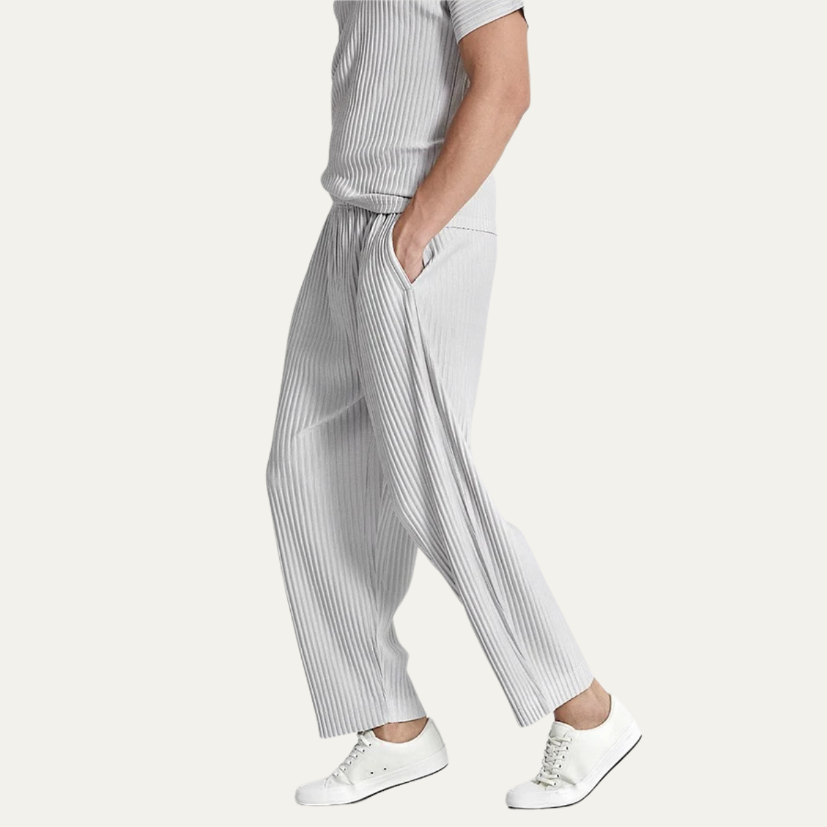 The Aldercrest Men’s Summer Pleated Ice Silk Straight Leg Pants